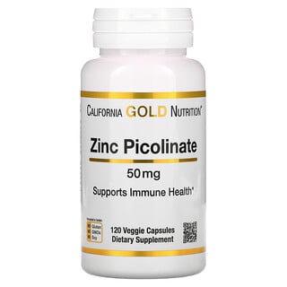 California Gold Nutrition, Picolinato de zinc, 50 mg, 120 cápsulas vegetales