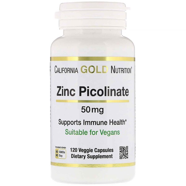 California Gold Nutrition, Zinc Picolinate, 50 mg, 120 Veggie Capsules