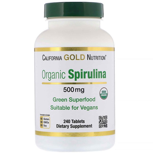 California Gold Nutrition, Organic Spirulina, 500 mg, 240 Tablets