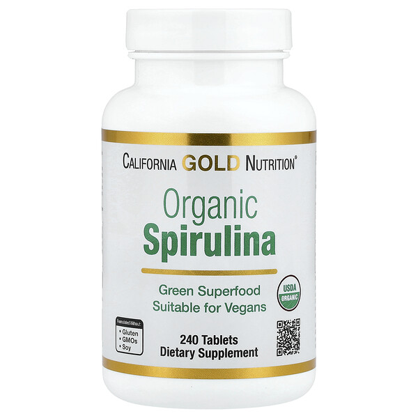 California Gold Nutrition Organic Spirulina, 240 Tablets (500 mg per Tablet)