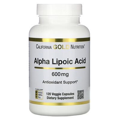 California Gold Nutrition Альфа-липоевая кислота, 600 мг, 120 растительных капсул