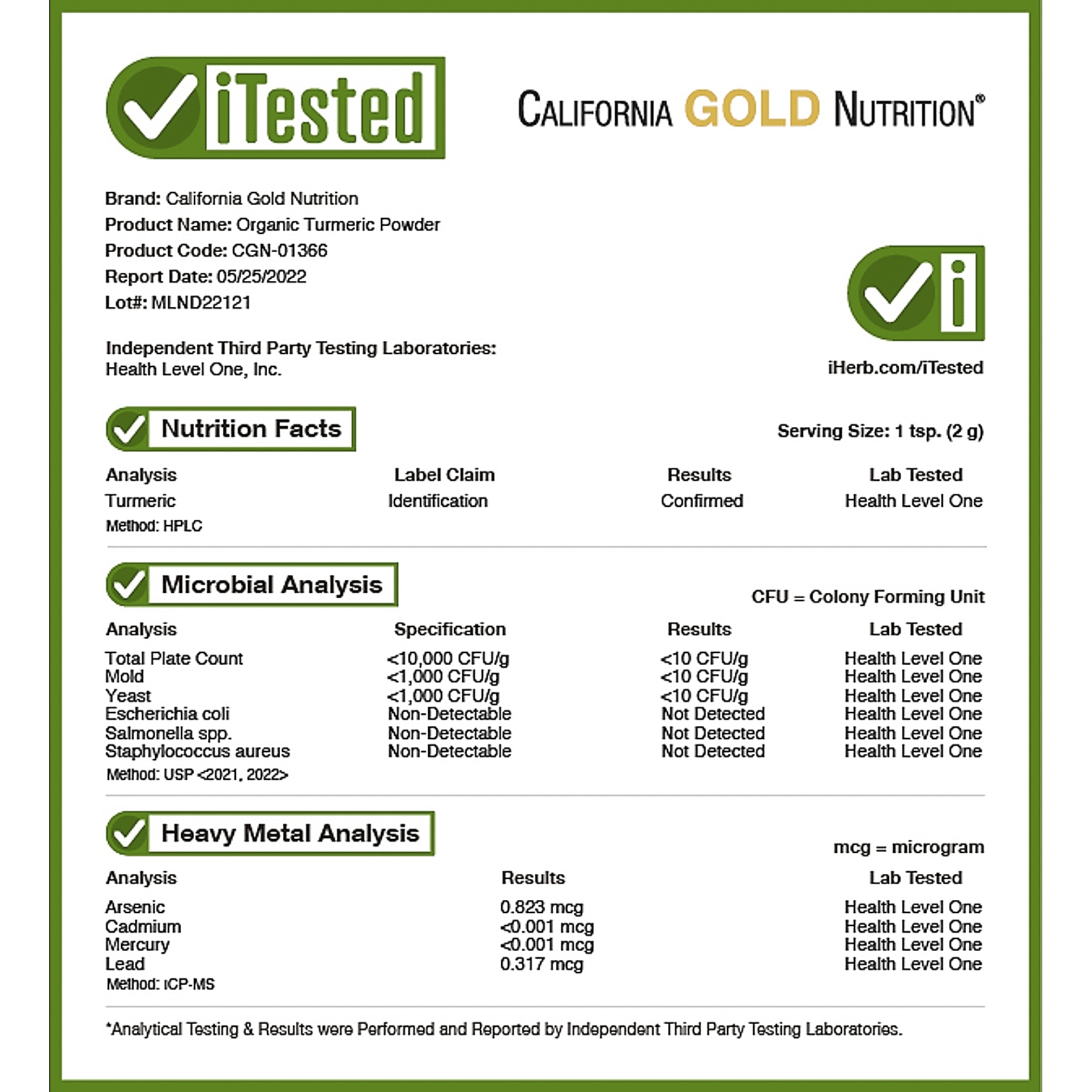 California Gold Nutrition, SUPERFOODS - Organic Turmeric Powder, 4 oz ...