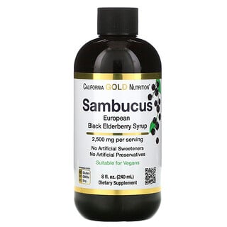 California Gold Nutrition, Sambucus European Black Elderberry Syrup, 2,500 mg, 8 fl oz (240 ml)