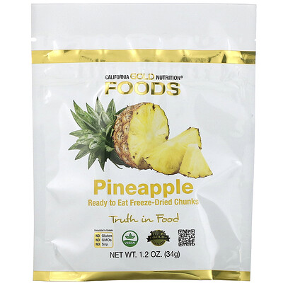 California Gold Nutrition сублимированный ананас, готовые к употреблению ломтики, 34 г (1 унция)