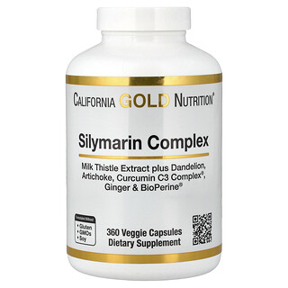 California Gold Nutrition, Silymarin-Komplex mit Mariendistelextrakt plus Löwenzahn, Artischocke, Ingwer und BioPerine®, 360 vegetarische Kapseln