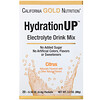 California Gold Nutrition, HydrationUP, Mezcla para preparar bebidas con electrolitos, Cítrico, 20 Sobres, 4,4 g (0,16 oz. líq.) Cada uno