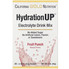 California Gold Nutrition, HydrationUP, Mezcla para preparar bebidas con electrolitos, Ponche de frutas, 20 Sobres, 4,2 g (0,15 oz) Cada uno