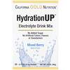 California Gold Nutrition, HydrationUP, mezcla para preparar bebidas con electrolitos, mezcla de bayas, 20 paquetes, 4,7 g (0,17 oz) cada uno