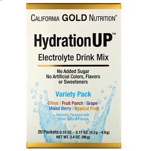 California Gold Nutrition, HydrationUP, Electrolyte Drink Mix, Variety Pack, 20 Packets, 0.15 oz (4.2 g) Each отзывы покупателей