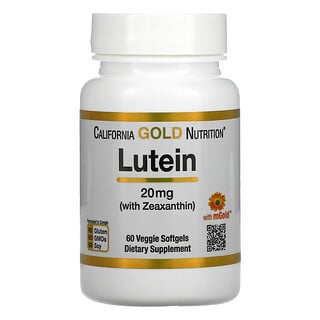 California Gold Nutrition, Lutéine et zéaxanthine, 20 mg, 60 capsules à enveloppe molle végétales