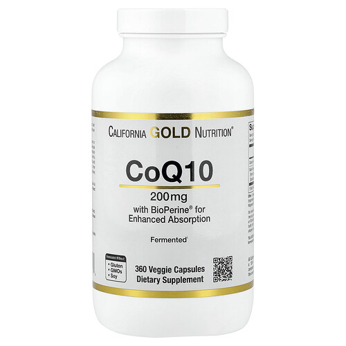 California Gold Nutrition CoQ10 with Bioperine® Black Pepper Extract, 360 Veggie Capsules