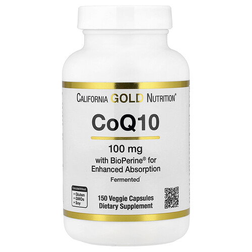 California Gold Nutrition CoQ10 ユビキノン USP配合 Bioperine®ブラックペッパーエキス 吸収性向上 100mg ベジカプセル150粒