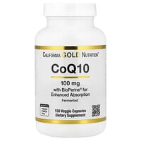 California Gold Nutrition, CoQ10, Ubiquinone USP med Bioperine® svartpepparextrakt, förbättrad biotillgänglighet, 100 mg, 150 Veggie Kapslar