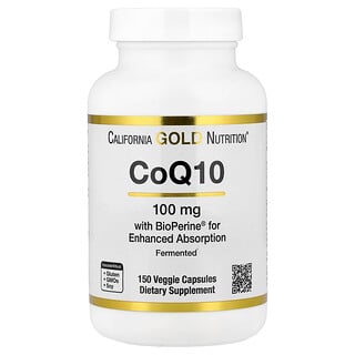 California Gold Nutrition, CoQ10, Ubiquinone USP with BioPerine® Black Pepper Extract, CoQ10, Ubichinon USP mit BioPerine® Schwarzem-Pfeffer-Extrakt, verbesserte Bioverfügbarkeit, 150 mg, 150 pflanzliche Kapseln