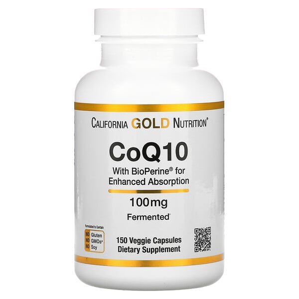 California Gold Nutrition‏, الإنزيم المساعد Q10 الموافق لدستور الأدوية الأمريكي مع BioPerine، 100 ملجم، 150 كبسولة نباتية