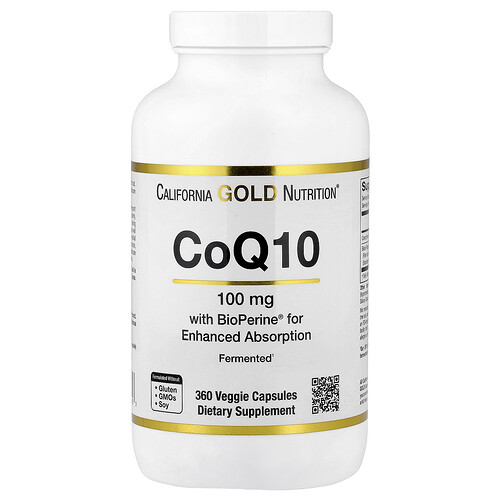 California Gold Nutrition CoQ10 ユビキノン配合 ビオペリン®ブラックペッパーエキス 100mg ベジカプセル360粒