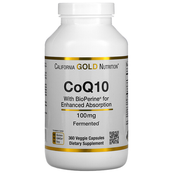 California Gold Nutrition, 輔酶 Q10 USP 含胡椒素，100 毫克，360 粒素膠囊