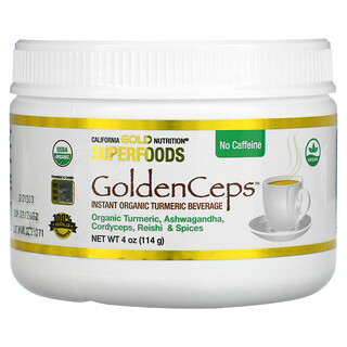 California Gold Nutrition, GoldenCeps, Cúrcuma Orgânica com Adaptógenos, 114 g (4 oz)