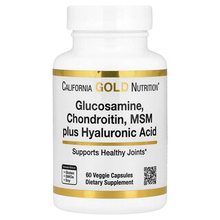 California Gold Nutrition, Glucozamină condroitină, MSM plus acid hialuronic, 60 capsule vegetale