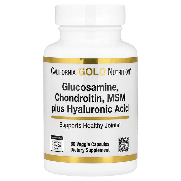 California Gold Nutrition Glucosamine, Chondroitin, MSM plus Hyaluronic Acid, 60 Veggie Capsules