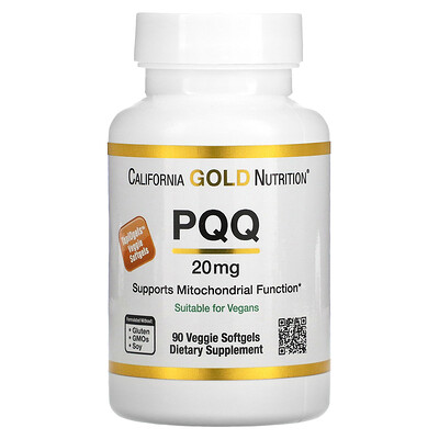 

California Gold Nutrition Пирролохинолинхинон, 20 мг, 90 растительных капсул