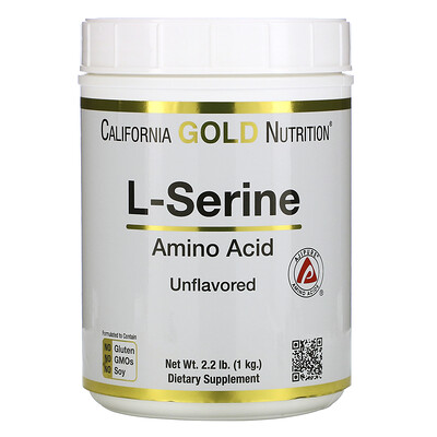 California Gold Nutrition L-серин, AjiPure, порошок без ароматизаторов, 1 кг (2,2 фунта)