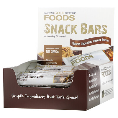 California Gold Nutrition Foods, батончики со вкусом двойного шоколада и арахисовой пасты, 12 батончиков, по 40 г (1,4 унции)