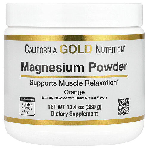 California Gold Nutrition マグネシウムパウダー飲料 オレンジ味 13.4 oz (380g)