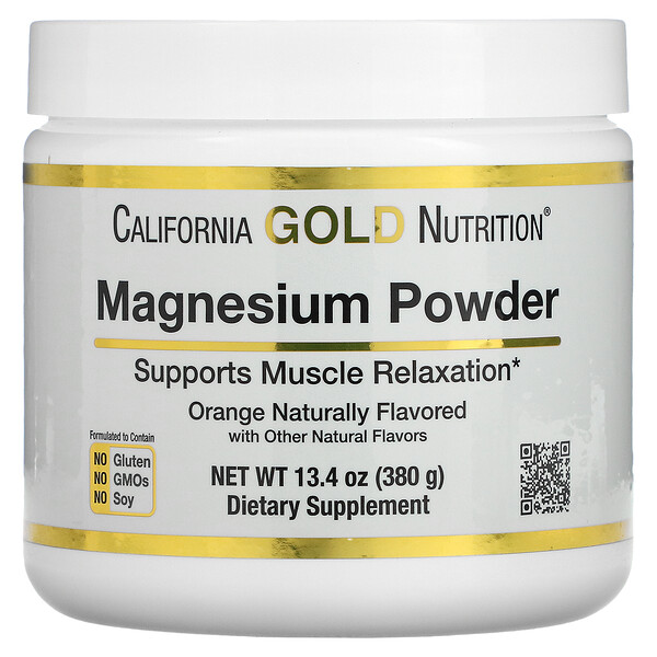 California Gold Nutrition‏, משקה אבקת מגנזיום, טעם תפוז, 373 גרם (13.1 אונקיות)