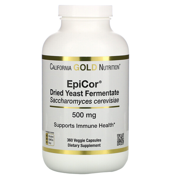 California Gold Nutrition, EpiCor, 건조 발효 효모, 500mg, 베지 캡슐 360정
