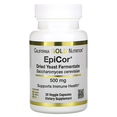California Gold Nutrition EpiCor, сухой дрожжевой ферментат, 500 мг, 30 растительных капсул