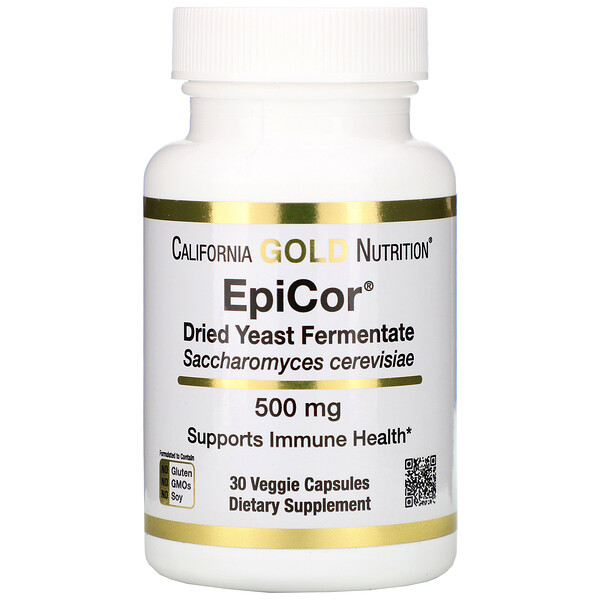 California Gold Nutrition, EpiCor, высушенный дрожжевой ферментат, 500 мг, 30 растительных капсул