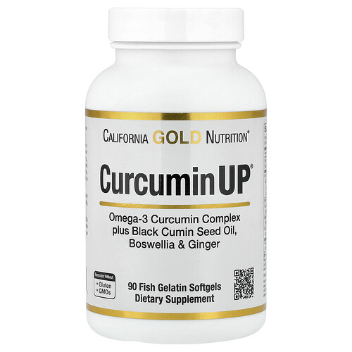 California Gold Nutrition CurcuminUP™ オメガ3クルクミンコンプレックス ブラッククミンシードオイル、ボスウェリア、ジンジャー配合 フィッシュゼラチンソフトジェル90粒