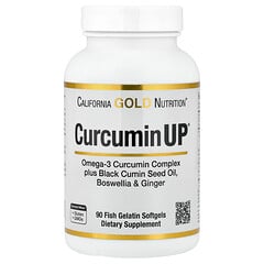 CurcuminUP™ із комплексом куркуміну й омега-3, олією з насіння чорного кмину, босвелією та імбиром, 90 капсул із риб’ячого желатину