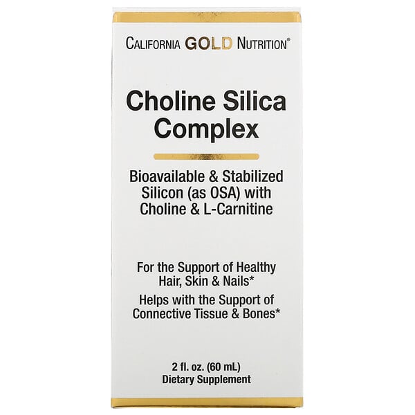 California Gold Nutrition, холиновый и кремниевый комплекс, биологически доступный коллаген для поддержки волос, кожи и ногтей, 60 мл (2 жидк. унции)
