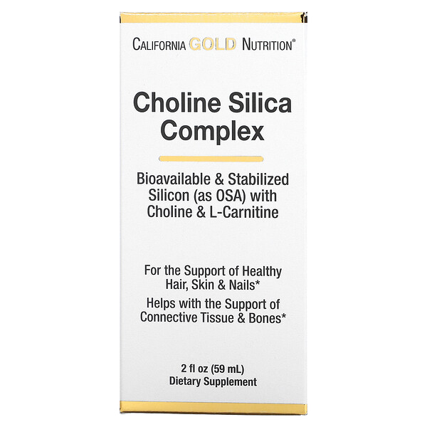 California Gold Nutrition, Complejo de colina y sílice, Suplemento para la producción de colágeno biodisponible, 60 ml (2 oz. líq.)