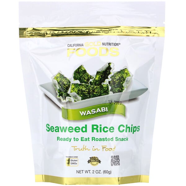 California Gold Nutrition, Seaweed Rice Chips, Seetang-Reis-Chips, Wasabi, 60 g (2 oz.)