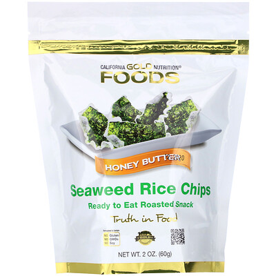 California Gold Nutrition Seaweed Rice Chips, чипсы со вкусом медового масла, 60 г (2 унции)