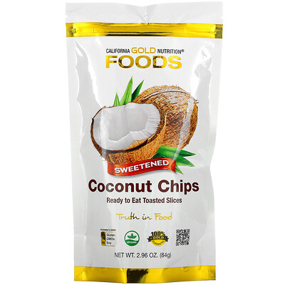 California Gold Nutrition Coconut Chips, Sweetened , 2.96 oz (84 g)