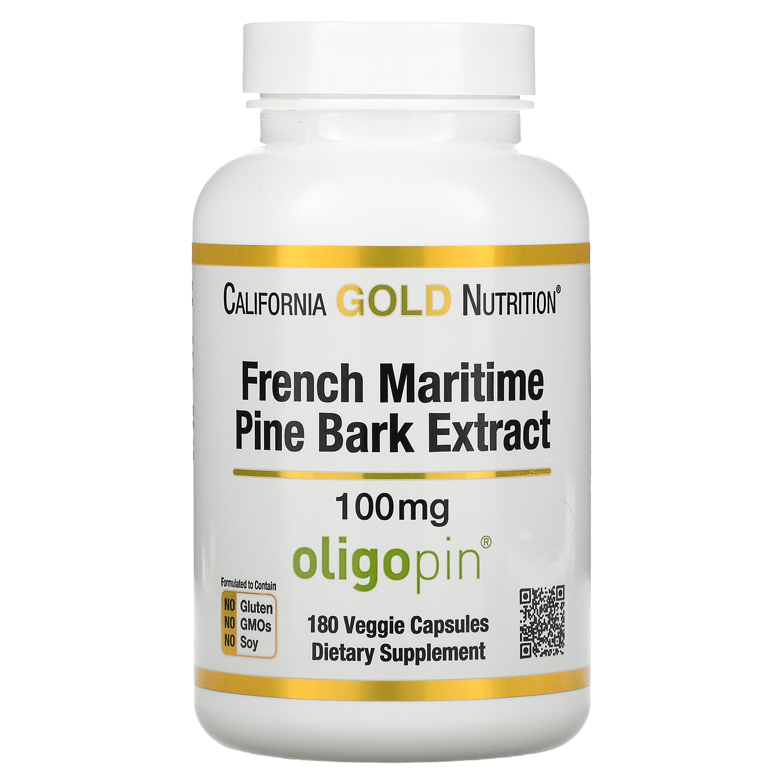 California Gold Nutrition, フランスカイガンショウ樹皮エキス、Oligopin（オリゴピン）、体の還元をサポートするポリフェノール、100mg、ベジカプセル180粒