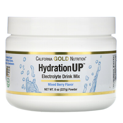 California Gold Nutrition HydrationUP, порошок для приготовления электролитического напитка, смесь ягод, 227 г (8 унций)