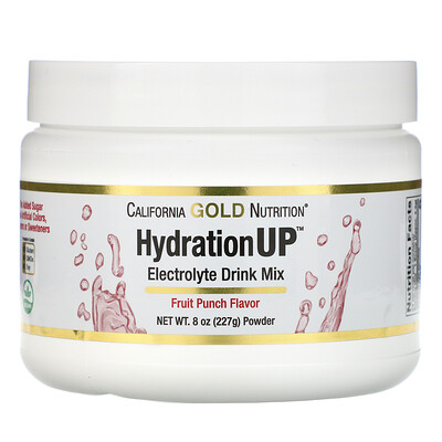 California Gold Nutrition HydrationUP, порошок для приготовления электролитического напитка, фруктовый пунш, 227 г (8 унций)