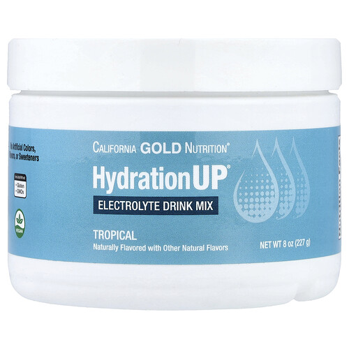 California Gold Nutrition HydrationUP®, Electrolyte Drink Mix with Calcium, Potassium, Vitamin C, and Vitamin E, Tropical, 8 oz (227 g)