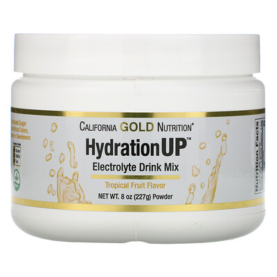 California Gold Nutrition HydrationUP, порошок для приготовления электролитического напитка, тропические фрукты, 227 г (8 унций)