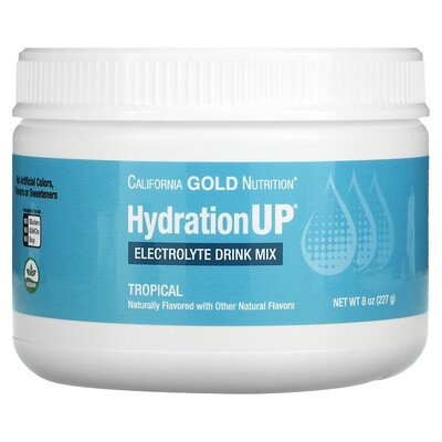 

California Gold Nutrition HydrationUP, смесь для приготовления напитка с электролитами, тропические фрукты, 227 г (8 унций)