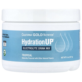 California Gold Nutrition, 饮品，HydrationUP®，含维生素 D、钙、铁和钾的电解质混合，热带水果味，8 盎司（227 克）