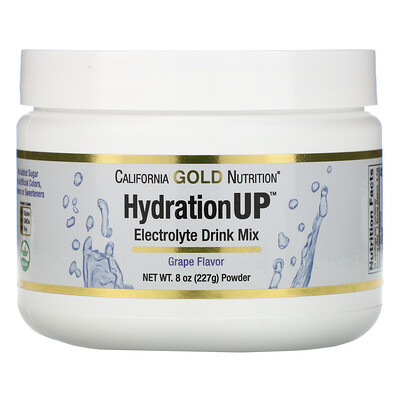 California Gold Nutrition HydrationUP, порошок для приготовления электролитического напитка, виноград, 227 г (8 унций)