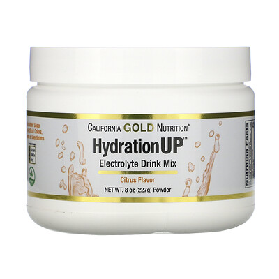 California Gold Nutrition HydrationUP, порошок для приготовления электролитического напитка, со вкусом цитруса, 227 г (8 унций)
