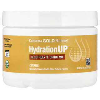 California Gold Nutrition, HydrationUP®, elektrolytendrankmix met calcium, kalium, vitamine C en vitamine E, citrus, 8 oz (227 g)