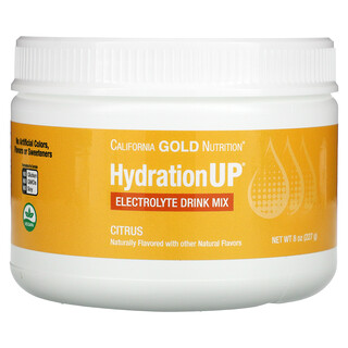 California Gold Nutrition, HydrationUP, Mezcla en polvo para preparar bebidas con electrolitos, Cítrico, 227 g (8 oz)